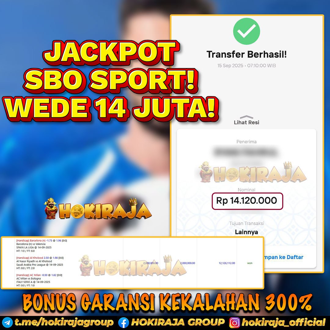 HOKIRAJA JACKPOT SBO SPORTS PARLAY RP 14.120.000 ID : ERW****